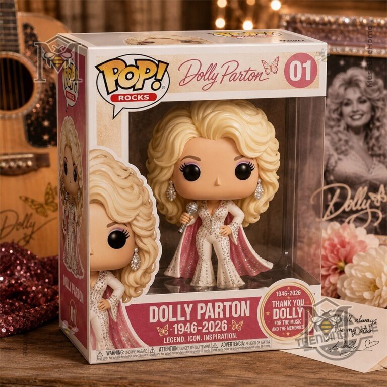 Dolly Parton 1946-2026 Memorial Funko Pop Figure - close-up of box top and figure's head
