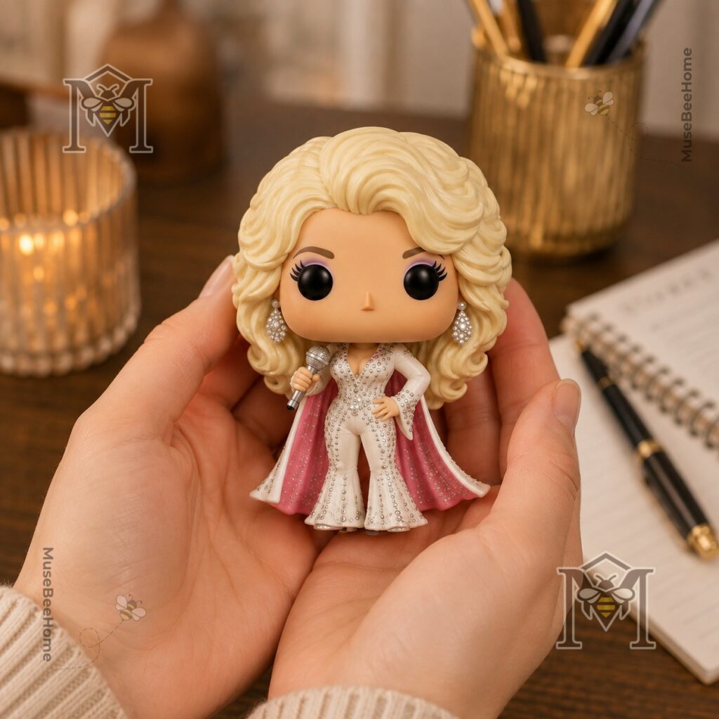 Dolly Parton 1946-2026 Memorial Funko Pop Figure - side view of figure and box details
