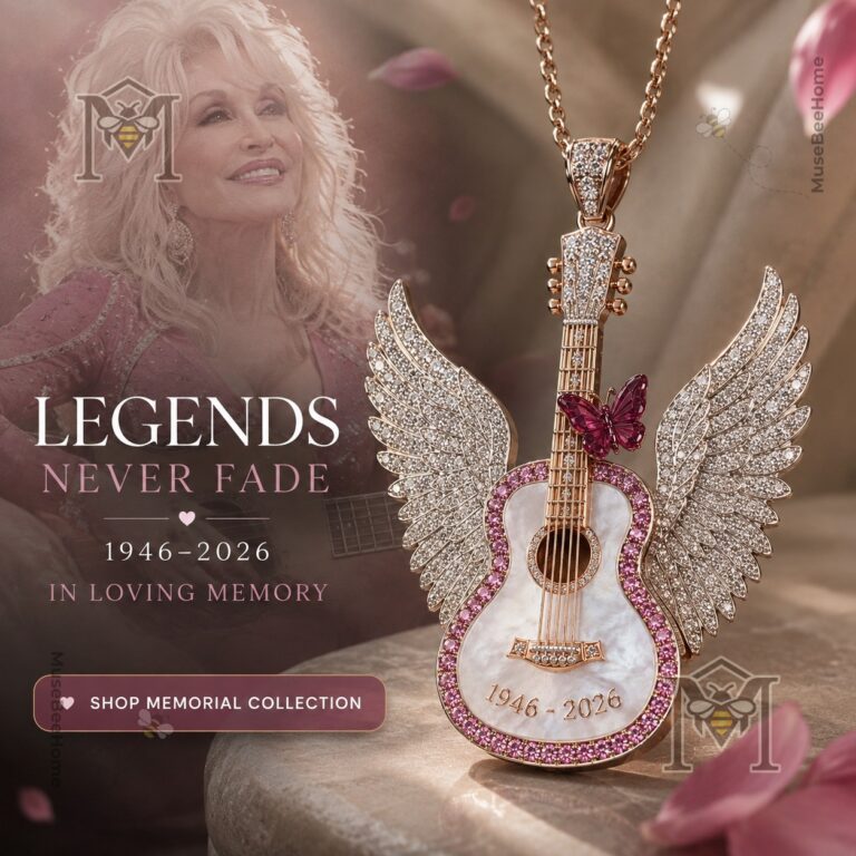 Dolly Parton memorial tribute pendant necklace - front view with angel wings