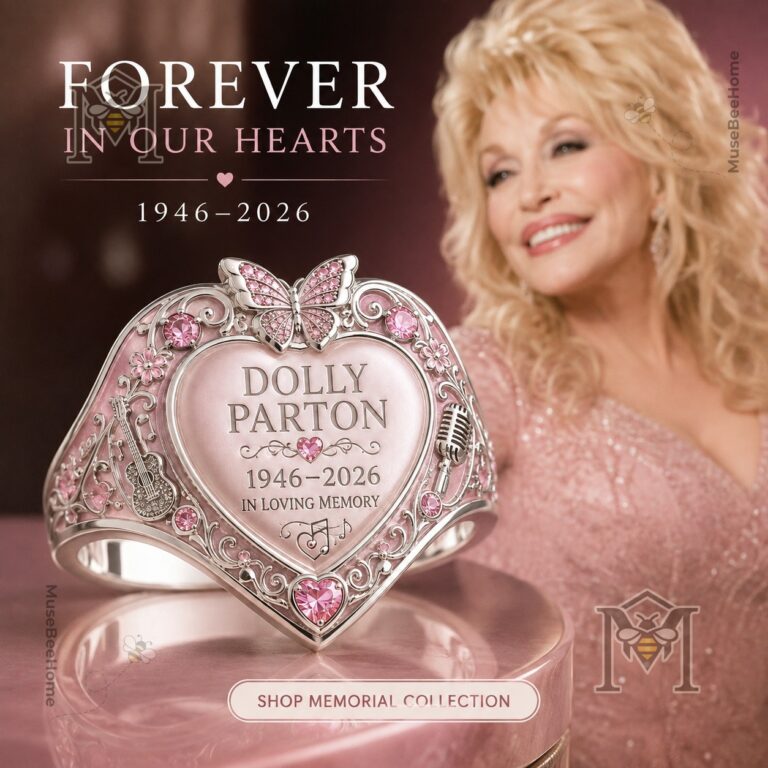 Dolly Parton In Loving Memory 2026 Memorial Ring - front view showing heart-shaped engraved design