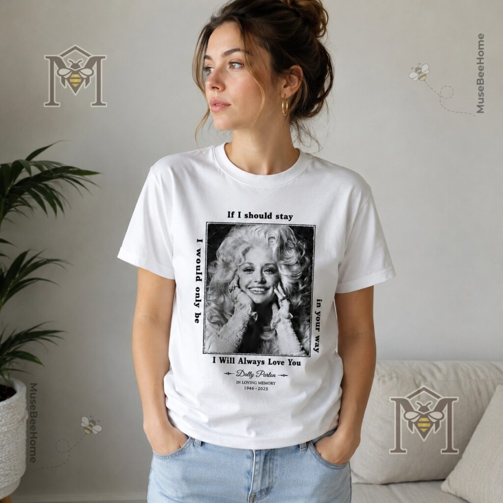 Dolly Parton In Loving Memory I Will Always Love You Tribute T-Shirt - detailed view of the lower left