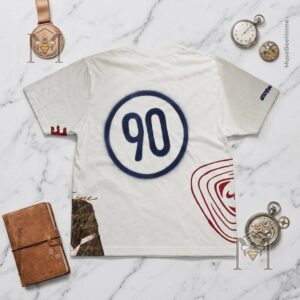 Erling Haaland Travis Scott Nike New Haircut T-Shirt - model's upper body showing shirt design