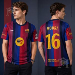FC Barcelona Rodri Midfield Maestro Football Jersey - Rodri player and front jersey detail