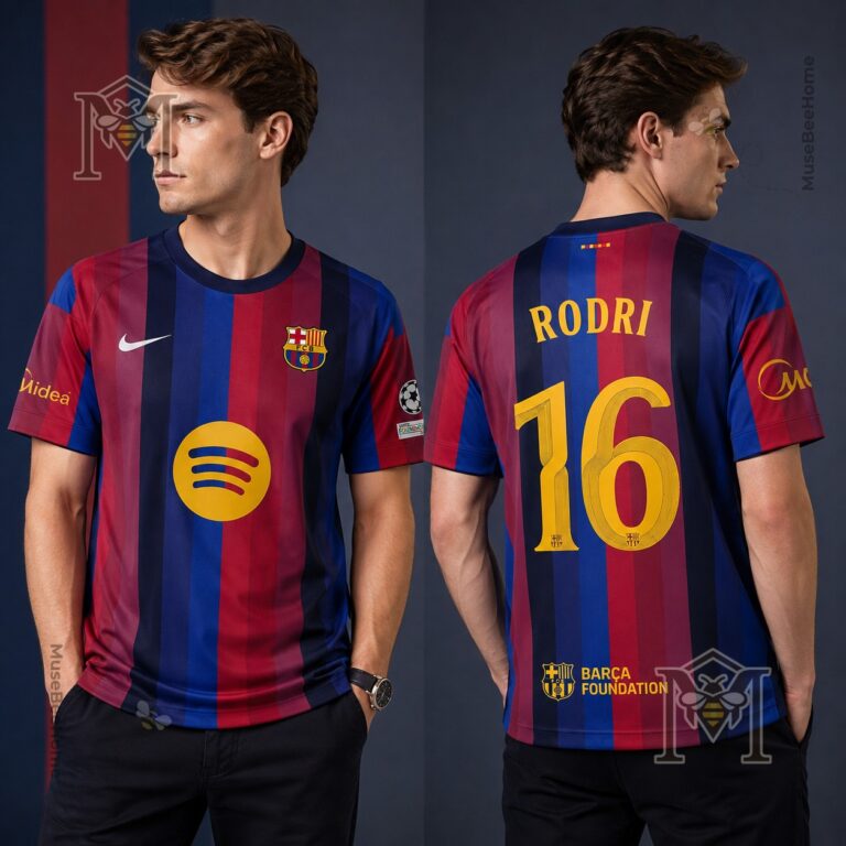 FC Barcelona Rodri Midfield Maestro Football Jersey - Rodri player and front jersey detail