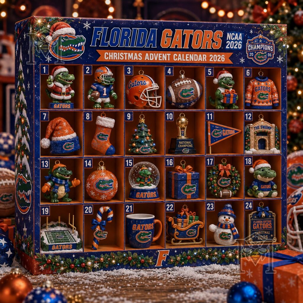Florida Gators NCAA 2026 Champions Christmas Advent Calendar – Full display Florida Gators NCAA 2026 Champions Christmas Advent Calendar - full display