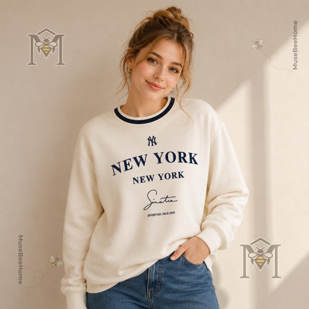 Bottom view of Frank Sinatra New York Yankees MLB 2026 sweatshirt and brown book