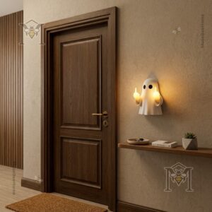 Funny Ghost Flipping Middle Finger Wall Lamp - showing glowing fingers on a light wall