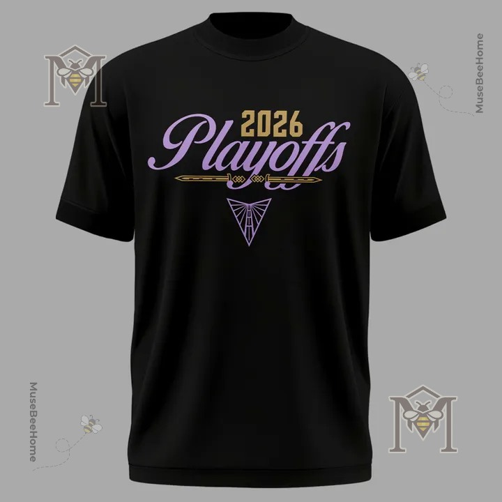 Golden State Valkyries 2026 Playoffs Black T-Shirt - front view with team members in background