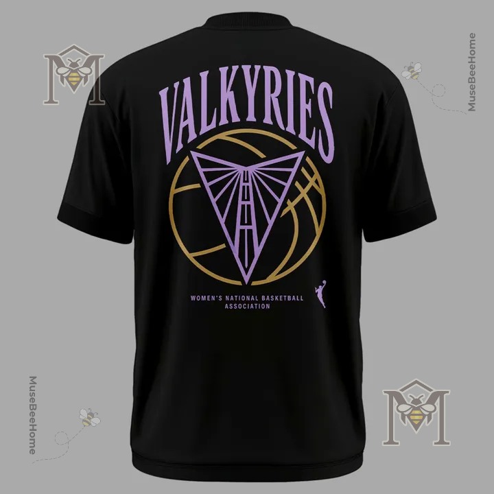 Golden State Valkyries 2026 Playoffs Black T-Shirt - team celebrating with mascot and back view