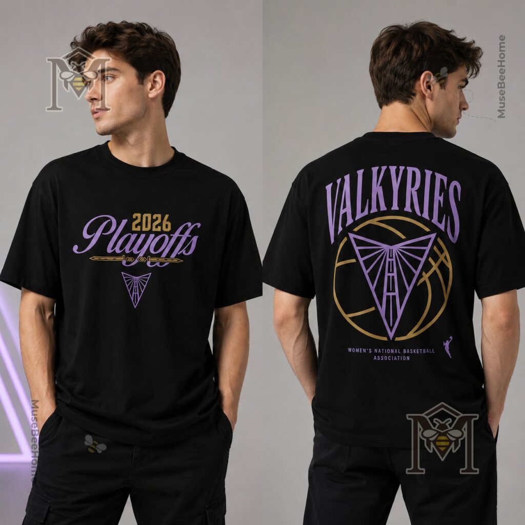 Golden State Valkyries 2026 Playoffs Black T-Shirt - close-up of the front design