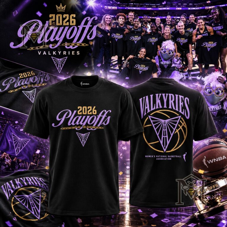 Golden State Valkyries 2026 Playoffs Black T-Shirt - overall product display with team celebration