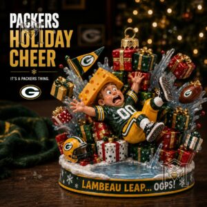 Green Bay Packers Cheesehead Christmas Ornament 2026 - full view with logo