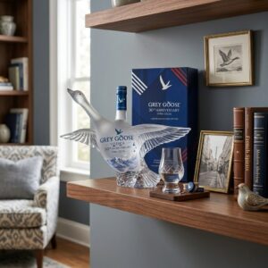 Grey Goose 30th Anniversary 1996-2026 Vodka Bottle Collector Edition - top corner of box with white diagonal