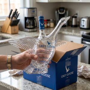Grey Goose 30th Anniversary 1996-2026 Vodka Bottle Collector Edition - top corner of box with red diagonal
