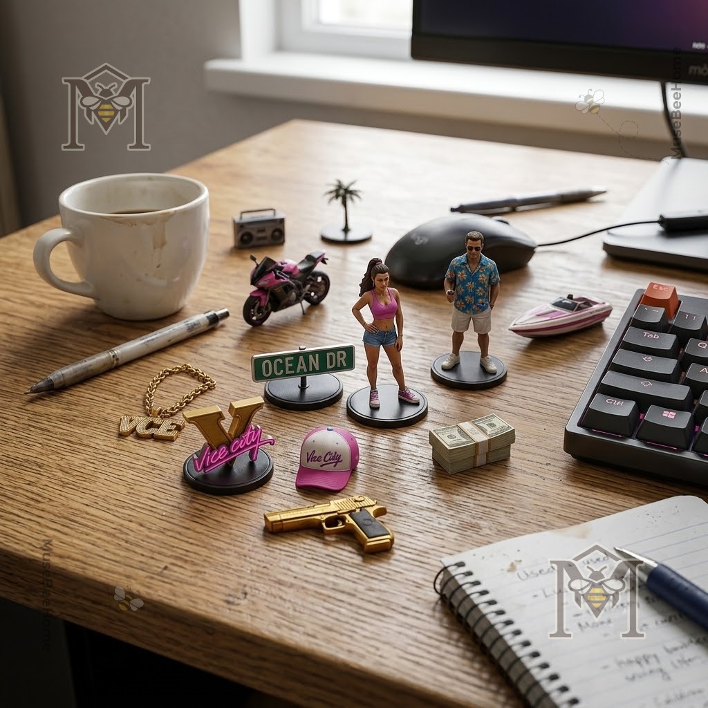 GTA 6 Advent Calendar Miniature Figures and Accessories - detailed view of character figures 1 through 8