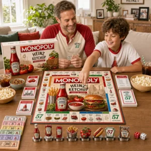 Close-up of Heinz Ketchup Collector Edition Board Game box and top right board
