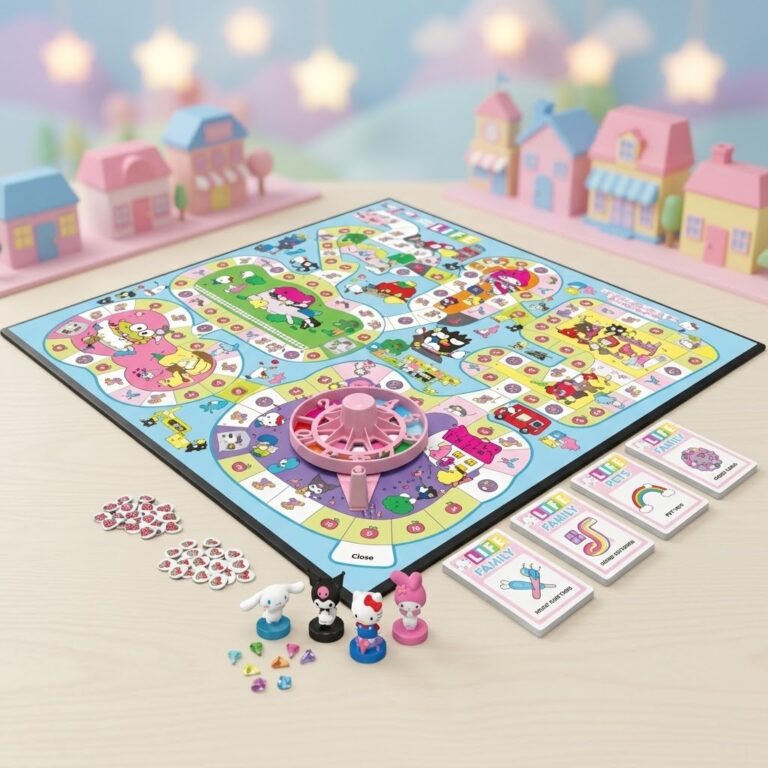 Hello Kitty and Friends The Game of Life Board Game - top left box detail