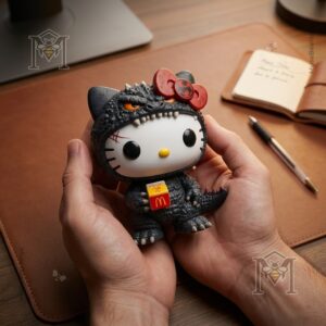 Hello Kitty Godzilla McDonald's Special Event Funko Pop Movies 713 Vinyl Figure - figure holding McDonald's
