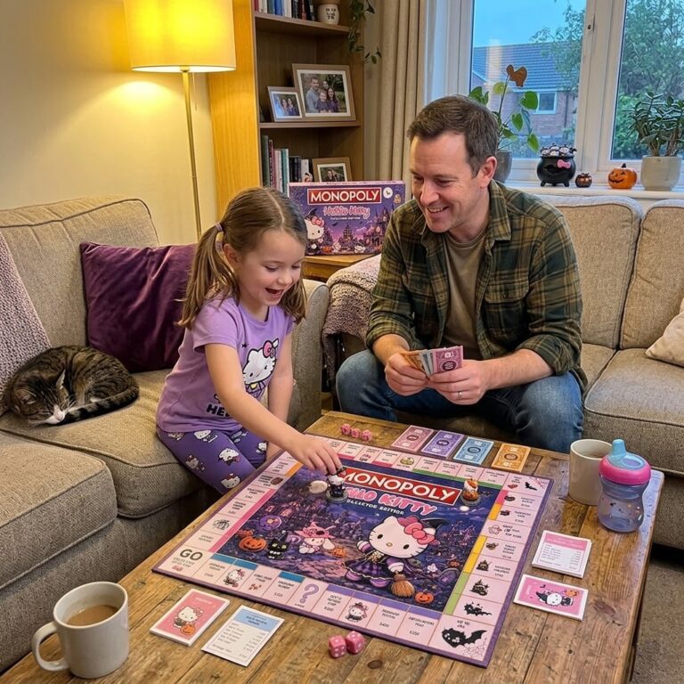 Hello Kitty Halloween Board Game - box, game board, money, and cards