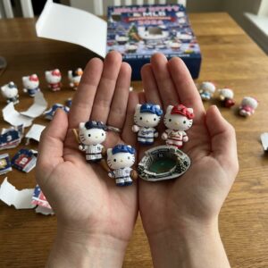 Hello Kitty MLB Advent Calendar 2026 - bottom two rows of figurines