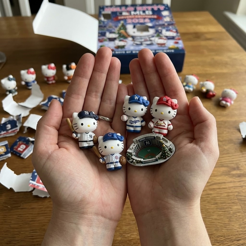 Hello Kitty MLB Advent Calendar 2026 - bottom two rows of figurines