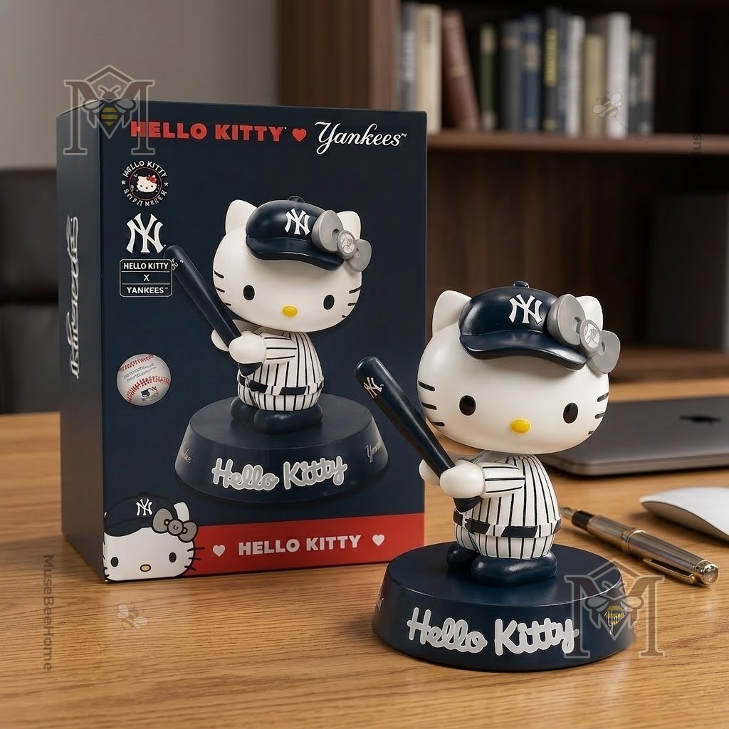 Hello Kitty New York Yankees Collectible Bobblehead Figure 2026 - figure in box with baseball and 'Officially
