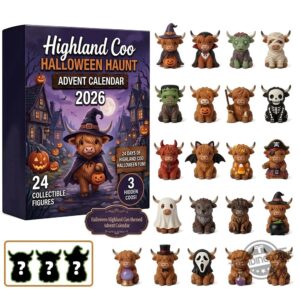 Highland Coo Halloween 2026 Spooky Figures Advent Calendar - box and top figures