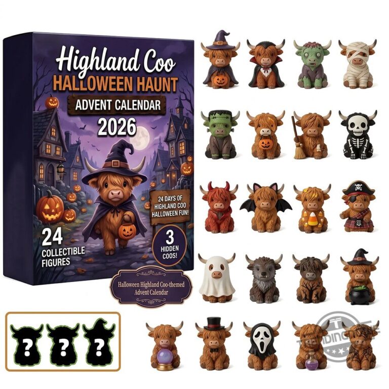 Highland Coo Halloween 2026 Spooky Figures Advent Calendar - box and top figures