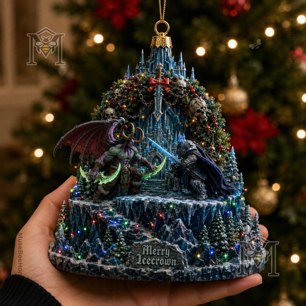 Base detail showing icy rocks and Merry Icecrown plaque