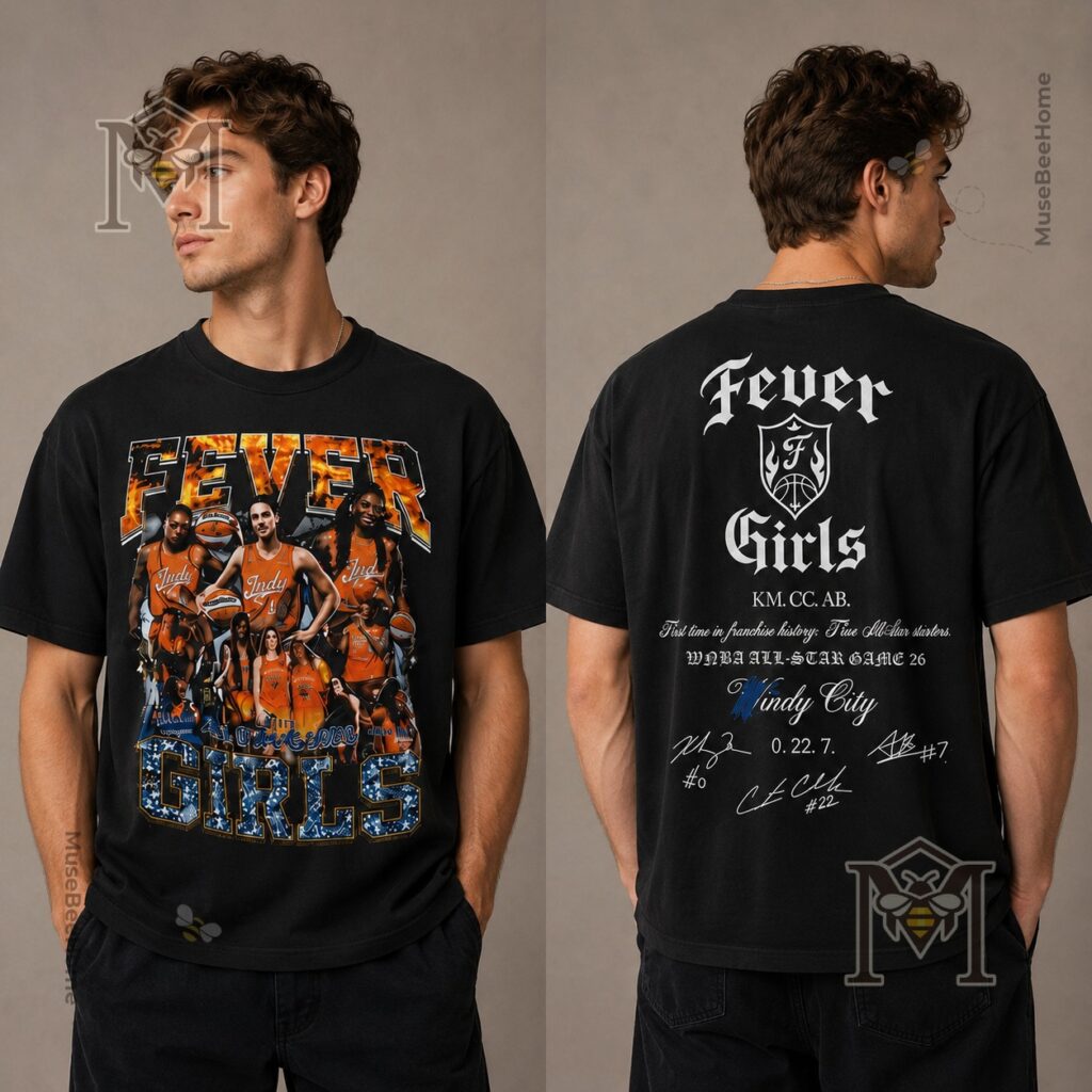 Indiana Fever T-Shirt - graphic with two players and 'WE RUN INDY'