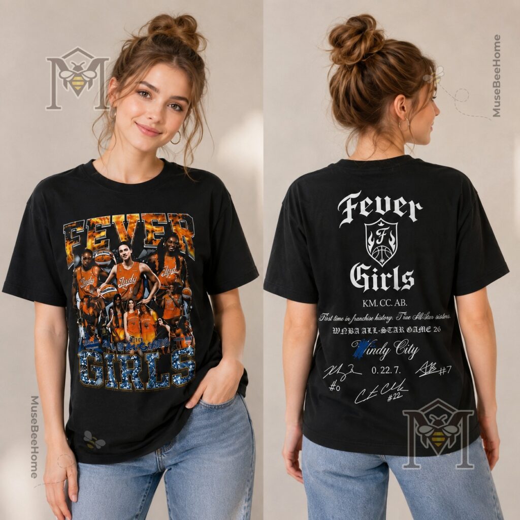 Indiana Fever T-Shirt - graphic with two players and 'FEVER GIRLS' text