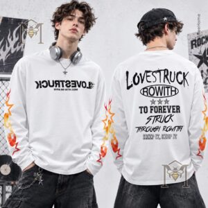 Jungkook ROWITH’s Bio Arlington Day 2 Long Sleeve T-Shirt - flat lay showing sleeve flame graphics