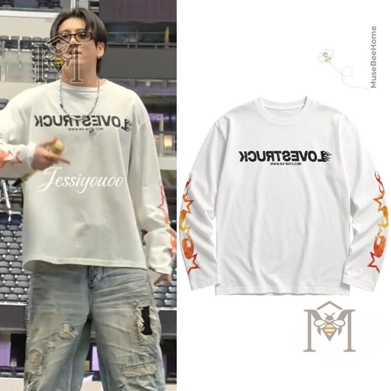 Jungkook ROWITH’s Bio Arlington Day 2 Long Sleeve T-Shirt - model wearing shirt with flat lay