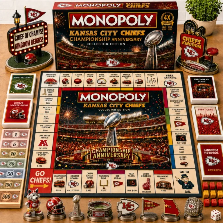 Kansas City Chiefs Championship Monopoly Board Game set up