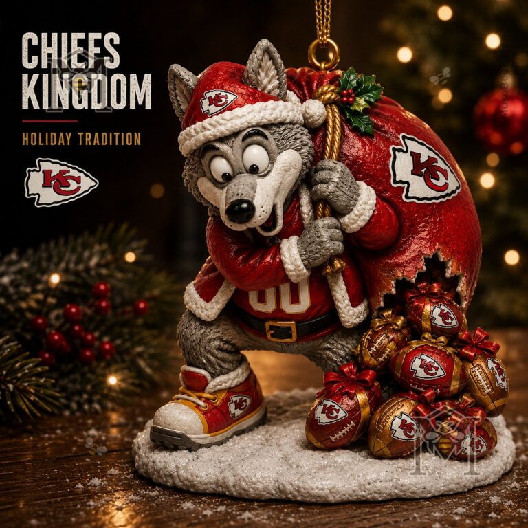 Kansas City Chiefs Santa Christmas 2026 Ornament - full front view