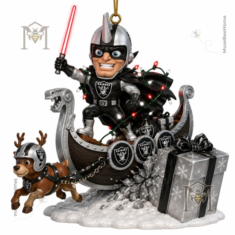 Las Vegas Raiders Mascot Christmas 2026 Ornament - close-up of mascot and title text