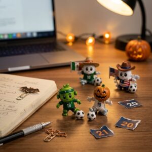 Little Ghost Halloween Vacation Advent Calendar 2026 Collectible Soccer Figures Mystery Box Toy Set - top and