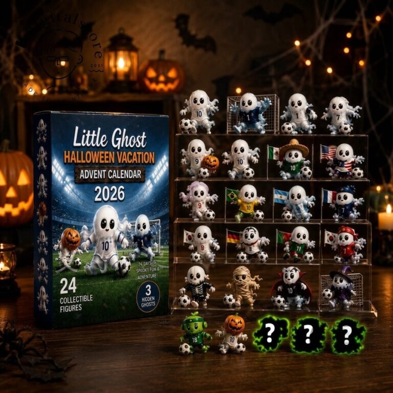 Little Ghost Halloween Vacation Advent Calendar 2026 Collectible Soccer Figures Mystery Box Toy Set - full