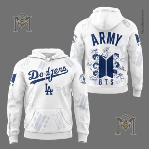 Los Angeles Dodgers BTS ARMY Signatures Collaboration Hoodie 2026 - close-up of V wearing a cap