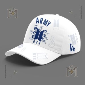 Los Angeles Dodgers BTS ARMY Signatures Collaboration Hoodie 2026 - close-up of V's chest with 'V' graphic