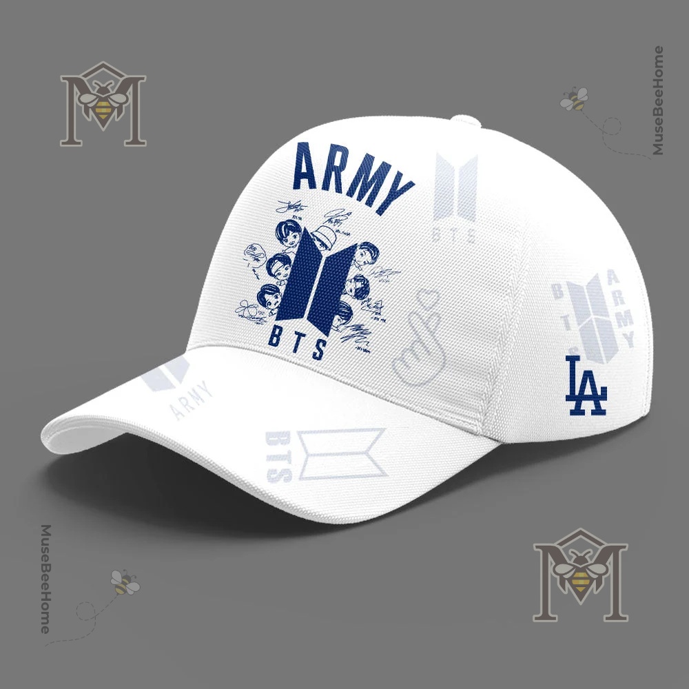 Los Angeles Dodgers BTS ARMY Signatures Collaboration Hoodie 2026 - close-up of V's chest with 'V' graphic