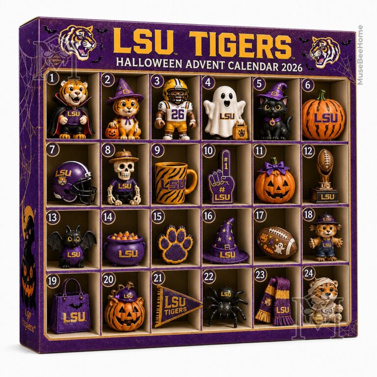 LSU Tigers Halloween Advent Calendar 2026 - top left close-up showing compartments 1-10