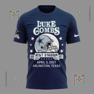 Luke Combs Dallas Cowboys My Kinda Saturday Night Tour 2027 T-Shirt - front view with partial concert poster