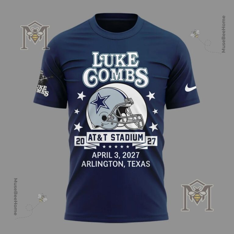 Luke Combs Dallas Cowboys My Kinda Saturday Night Tour 2027 T-Shirt - front view with partial concert poster