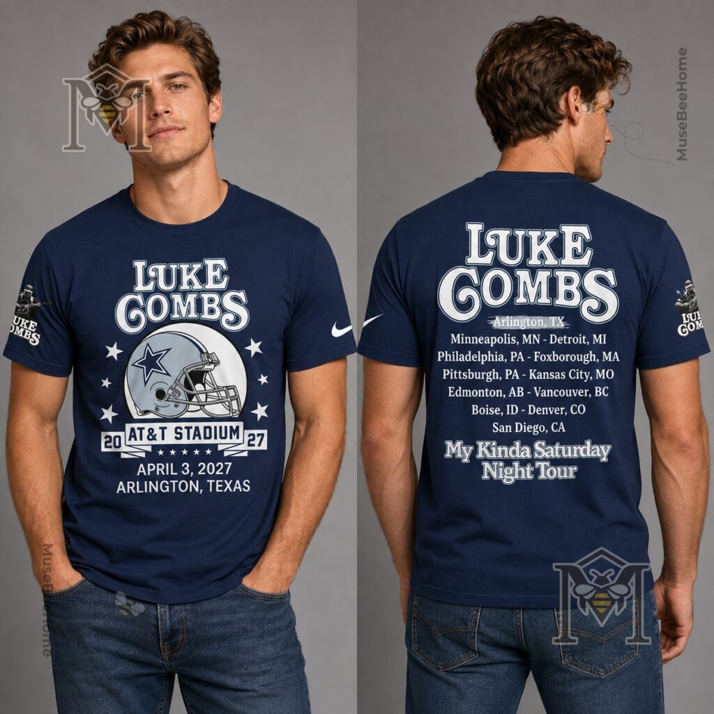 Luke Combs Dallas Cowboys My Kinda Saturday Night Tour 2027 T-Shirt - front design close-up