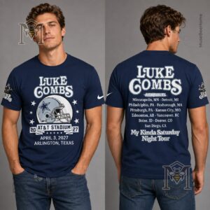 Luke Combs Dallas Cowboys My Kinda Saturday Night Tour 2027 T-Shirt - front design close-up