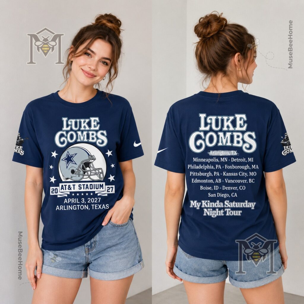 Luke Combs Dallas Cowboys My Kinda Saturday Night Tour 2027 T-Shirt - back design close-up