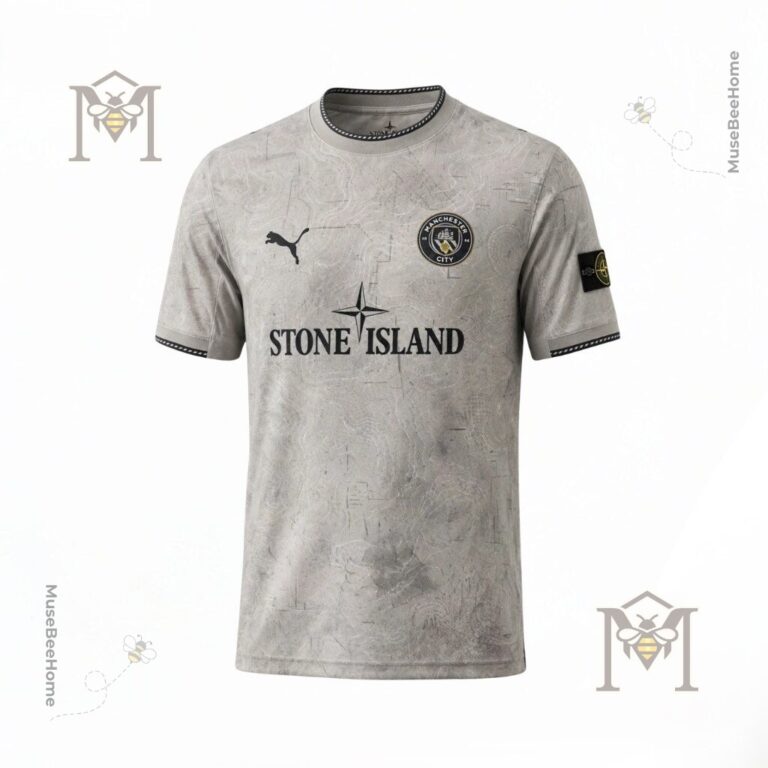 Manchester City Stone Island 2026/27 Kit Football Jersey - close-up showing Puma and Stone Island logos