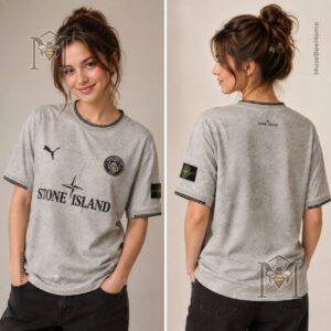 Manchester City Stone Island 2026/27 Kit Football Jersey - side angle showing club badge and Stone Island