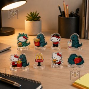 McDonald's Hello Kitty Godzilla Advent Calendar - figures 1 through 12 close-up